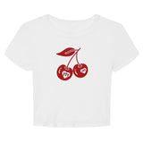 777 Cherry Crop Top, Y2K Graphic T-Shirt, Coquette Casual Summer Shirt