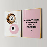 8 Ball Leopard Print, Affirmations Poster, Trendy Lucky Girl Wall Art, Funky Y2K Aesthetic Apartment Decor, Cheetah Girly Bedroom Artwork