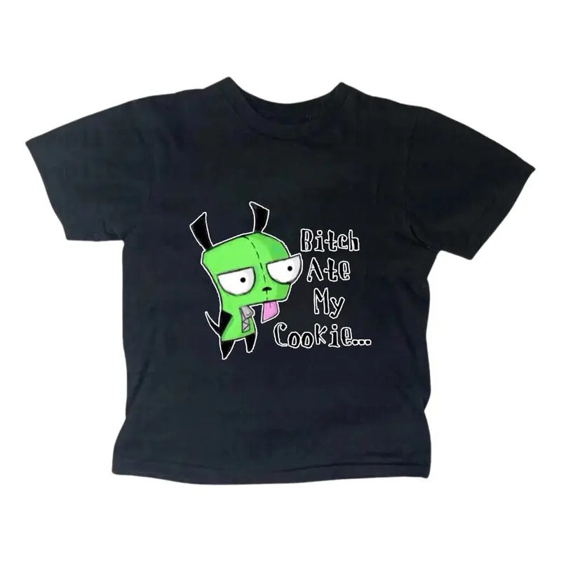 90s Vintage Zim Baby Tee, Y2K Women Streetwear, Scene Clothing 2000s, Gothic Emo Girl Top, Gift For Girlfriend