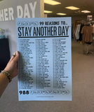 99 Reasons To Stay Another Day Mental Health Awareness Baby Blue Poster