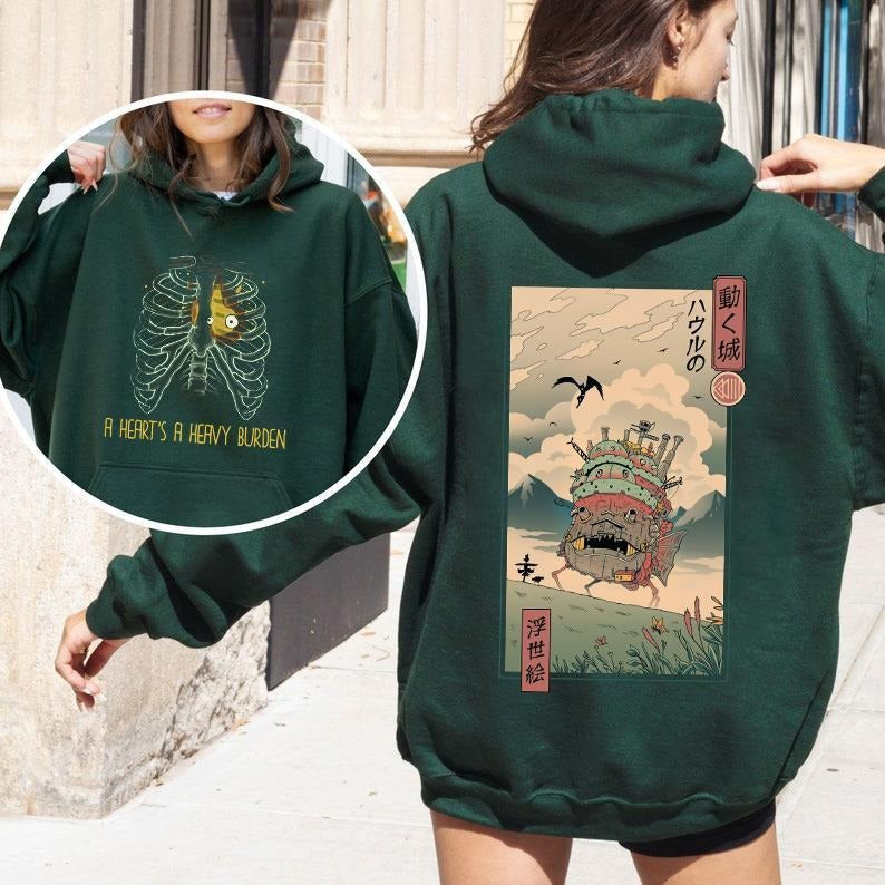 A Heart's A Heavy Burden Hoodie, A Heavy Burden Sweatshirt, Howls Moving Castle Shirt, Horror Movie  Shirt, For Men, For Women