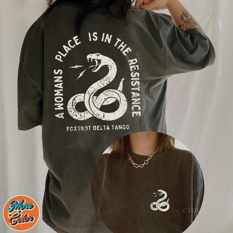 A Womens Place Is In The Resistance Feminism Vintage Shirts, Cotton Unisex T-Shirt, Crew Neck, Size S- 3XL, Menswear Top, Womenswear Top Underwear Streetwear