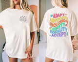 Adapt Advocate Inclusion Equity Equality Accept 2 Side Shirt, Special Education Shirt, Autism Shirt, Teacher Sped Tee, Inclusion Shirt, Mindfulness Tee