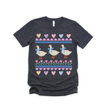 Adorable 1980's Blue Ribbon Goose Ugly Sweater Design Style Art Super Comfort Heavyweight Premium Tees | Unisex Sizing Menswear Top T-Shirt Small