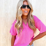 Adored By You Hot Pink Ribbed Top