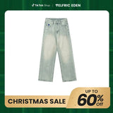 Aelfric Eden Basic Unisex Essential Loose Jeans Basic Regular Jeans Classic Blue Denim for Men & Women