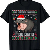 All I Want for Christmas is a Moo Deng Santa Ugly Christmas T-Shirt
