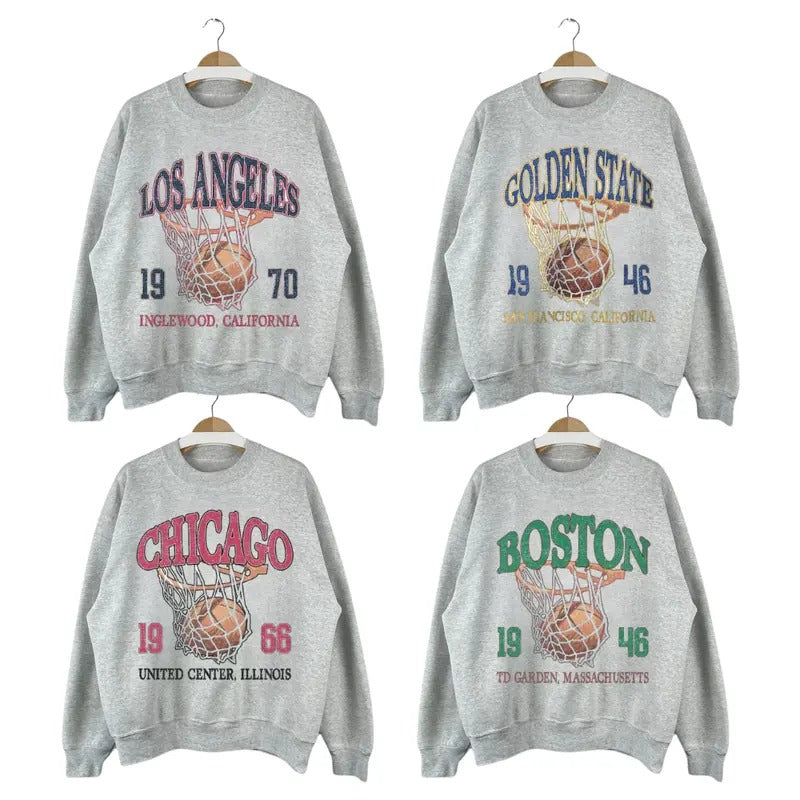 All Team Basketball Vintage Sweatshirt, Retro 90s Basketball Graphic Tee, Gift Basketball shirt Fan Unisex Sweatshirt