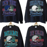 All Team Foottball Sweatshirt, Vintage Ash Grey Color Football Shirt, Classic Fit Unisex Hoodie  Sweater Long Sleeve Casual Cotton