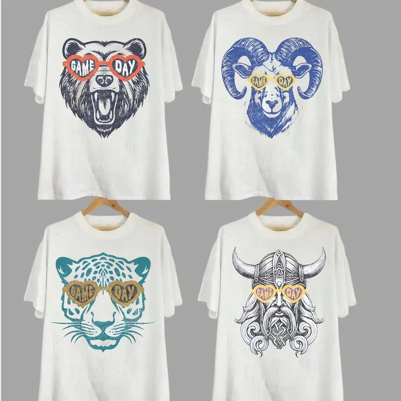 All Teams Football Game Day T-shirt, Trendy Retro Inspired Footbal  Mascot T-shirt, Football Fan Unisex T-shirt, Football Gift Shirt, Sport Fan Shirt Classic Cotton vintage  crewnecks