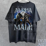 Alpha Male Vintage 90s T-Shirt, Retro Meme Tee, Alpha Wolf Shirt Classic Cotton Top