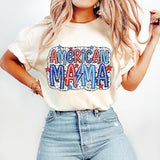 America Mama T-Shirt, 4th of July T-Shirt, Bright Doodle, Dalmatian Dots,Independence Day,Mom Shirt Design,USA Flag T-Shirt,Freedom, 1776 T-Shirt