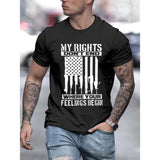 American Flag Print, Men's Round Crew Neck Short Sleeve, Simple Style Tee Fashion Regular Fit T-Shirt, Casual Comfy Breathable Top For Spring Summer Holiday Leisure Vacation Men's Clothing As Gift Made in USA