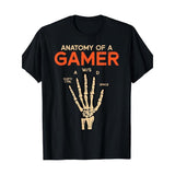 Anatomy Of A Gamer Skeleton Hand Funny Men T-Shirt Made in USA