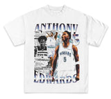 Anthony Edwards Newspaper Graphic T-Shirt | Y2K Vintage Basketball Rap Tee, Heavyweight Shirt for Men & Women Top Streetwear