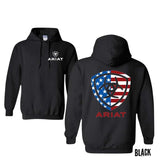 Ariat Hoodie, American Flag Emblem Design, Perfect for Patriotic Style and Outdoor Activities. Hoodie Menswear Long Sleeve Tops