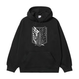Attack on Titan "Wings of Freedom" Heavyweight Vintage Hoodie Cotton Blend Classic Anime Sweatshirt Menswear Tops Pullover Long Sleeve Casual Black Print Oversize Oversized Crewneck
