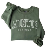 Auntie Est 2024 Sweatshirt, Auntie Era Sweater, Auntie Unisex Sweatshirt, Gift for Aunt, Pregnancy Announcement Shirt Comfy Hoodie Classic Cotton
