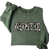 Auntie Sweatshirt, Buffalo Plaid Auntie Tee, Cow Pattern Auntie Shirt, Aunt to be Sweaters Underwear Cotton Fabric
