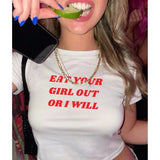 BABY TEE Eat Your Girl OutY2K graphic tee Pride shirt Lesbian pride shirt LGBTQ Gay pride tshirt funny gay shirt pride baby tee funny pride