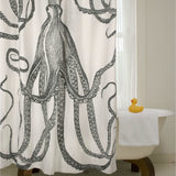 Black and White Octopus Shower Curtain 100-Percent Cotton 72 x 72-inch