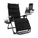 Black,  Zero, Gravity, Adjustable, Lounge, Chair, Removable, Cushion, Cup, Holder, Tray