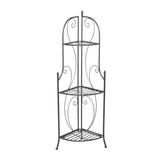 Indoor/Outdoor, 3-Shelf, Black Metal, Corner, Bakers Rack, Plant Stand