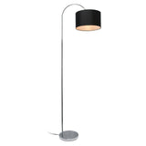 Mid-Century, Modern, Floor Lamp, Brushed, Nickel Finish, Black, Drum Shade