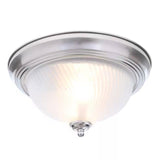 Round, 11-inch, Brushed Nickel, Flush Mount, Ceiling Light, Frosted Glass Shade