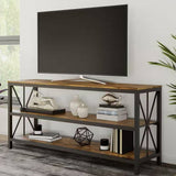 Modern, Black Metal, TV Stand, Barn Wood, Finish, Shelves, TV's up to 70-inch