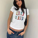 Baby Tee Cowboy Boots Baby Tee Coastal Girl Graphic Baby Tee Print Baby Tee Cowgirl Baby Tee Western Graphic Baby Tee Women Trendy Summer