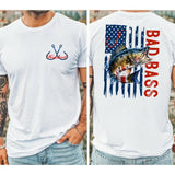 Bad Bass Unisex T-Shirt - American Flag Graphic, Cotton Material, Style