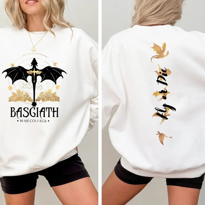 Basgiath War College Sweatshirt ,Dragon Rider, Fourth Wing Hoodie, Violet Sorrengail,Xaden Riorson, Fly or Die,Riders Quadrant,Rebecca Yoros