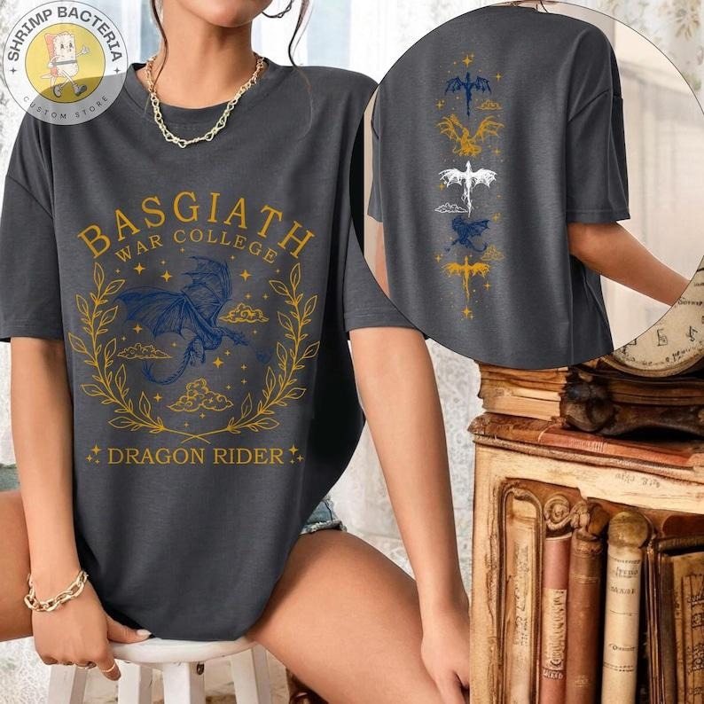 Basgiath War College t-shirt, Fourth Wing Shirt, Violet Sorrengail, Bookish Shirt, Xaden Riorson, Rebecca Yarros, Fantasy Book Dragon