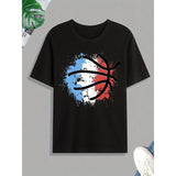 Basketball Print Tee Shirt, Tee For Men, Casual Short Sleeve T-shirt For Summer Spring Fall, Tops As Gifts Made in USA