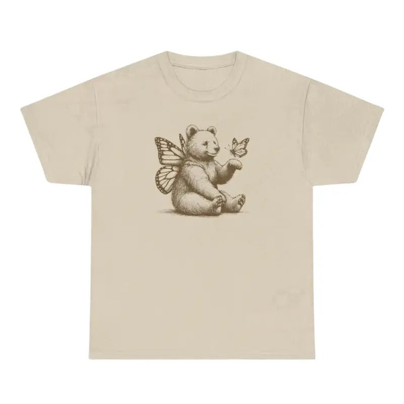 Bear With Butterfly Wings Vintage T Shirt, Retro 90s Bear Shirt, Butterly Retro Tee, Funny Unisex Adult Bear Graphic T Shirt, Cute Y2k Gift Top Menswear Underwear Streetwear Tshirt Shortsleeve T-Shirt Crewneck