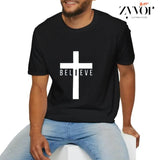 Believe Faith Christian T-Shirt Casual Style Crew Neck Short Sleeve T-Shirt Tops Trendy for Unisex, Perfect Gift