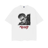 Berserk "Angry Guts" Heavyweight Vintage Tee 100% Cotton OVERSIZED Anime T-shirt Menswear Top Summer Clothes Casual White Streetwear Tshirt Gamis