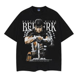 Berserk "Guts' Gaze" Heavyweight Vintage Tee 100% Cotton OVERSIZED Anime T-shirt Menswear Top Casual Streetwear Black Crewneck Tshirt Tropical