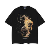 Berserk "Guts vs. Mozgus" Heavyweight Vintage Tee 100% Cotton OVERSIZED Anime T-shirt Menswear Top Crew Necks Tshirt Casual Streetwear Black Baggy Tropical Crewneck