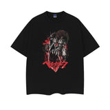 Berserk "Rage" Heavyweight Vintage Tee 100% Cotton OVERSIZED Anime T-shirt Menswear Top Crew Necks Overshirt Casual Streetwear Black Baggy Tshirt Tropical