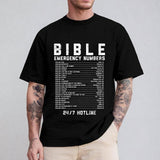 Bible Emergency Numbers Verse God Tee Pure Cotton Casual Style Crew Neck Short Sleeve T-Shirt Tops Trendy for Unisex
