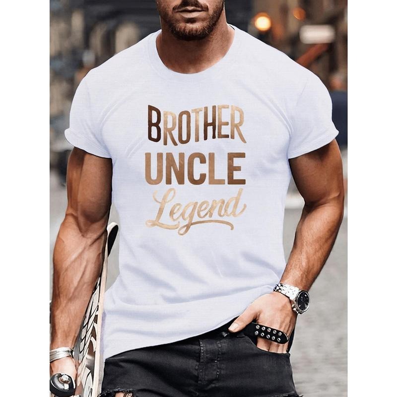 Big & Tall Men's 'Brother, Uncle, Legend' Graphic Tee - Casual Short Sleeve T-Shirt for Summer, Breathable Cotton, Machine Washable, , Daily Life, Trend, Made in USA