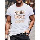 Big & Tall Men's 'Brother, Uncle, Legend' Graphic Tee - Casual Short Sleeve T-Shirt for Summer, Breathable Cotton, Machine Washable, , Daily Life, Trend, Made in USA