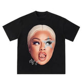 Big Face Lattooo Blue Star Graphic Rap Shirt