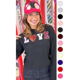 Big Heart Love Sequin Valentine Graphic Long Sleeve T-Shirt