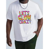 Birds And Glow Print T Shirt, Tees For Men, Casual Short Sleeve T-shirt For Summer Made in USA