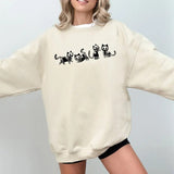 Black Cat Halloween Sweatshirt, Black Cat Skeleton Shirt, Halloween Ghost Cat Sweater, Halloween Cat Tee Shirt, Gift For Halloween