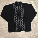Black guayabera rombo shirt Black Casual Menswear