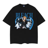 Bleach "Ichigo Kurosaki" Heavyweight Vintage Tee 100% Cotton OVERSIZED Anime T-shirt vintage t-shirts cotton shirt Top Casual Black Man Menswear Tshirt